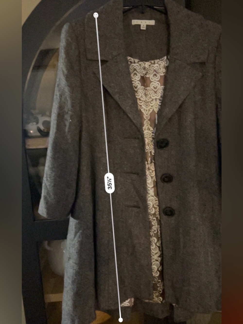 CAbi Taupe-Gray A-Line Wool-Blend Pea Coat 8 - Picture 16 of 16